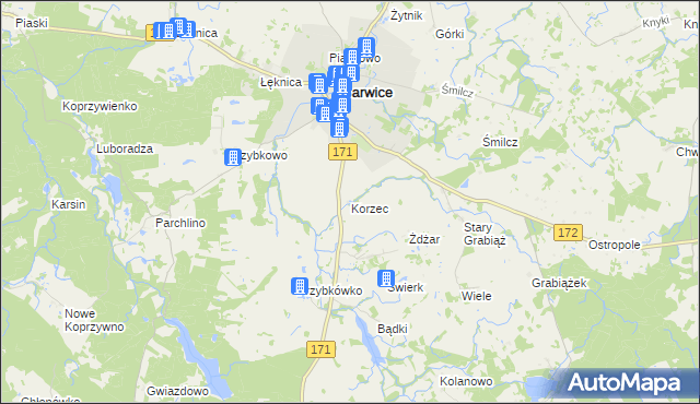 mapa Korzec, Korzec na mapie Targeo