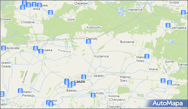 mapa Korzenica gmina Laszki, Korzenica gmina Laszki na mapie Targeo