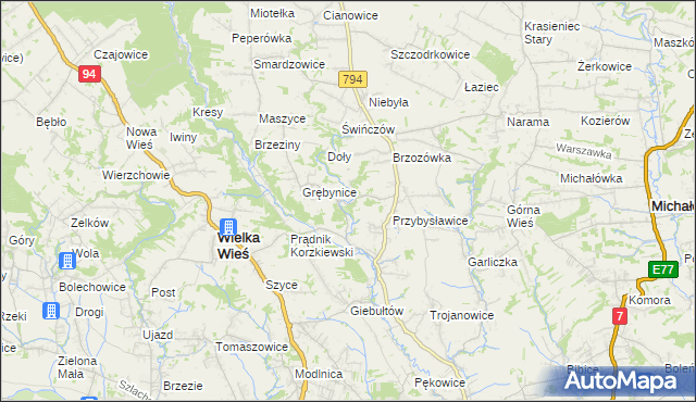 mapa Korzkiew, Korzkiew na mapie Targeo