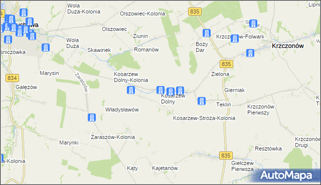 mapa Kosarzew Dolny, Kosarzew Dolny na mapie Targeo