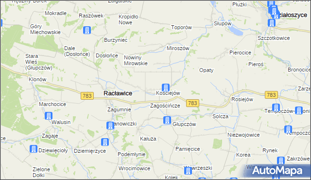 mapa Kościejów, Kościejów na mapie Targeo