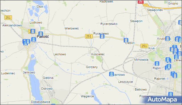 mapa Kościelec gmina Pakość, Kościelec gmina Pakość na mapie Targeo