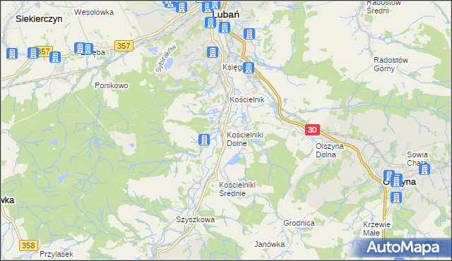 mapa Kościelniki Dolne, Kościelniki Dolne na mapie Targeo