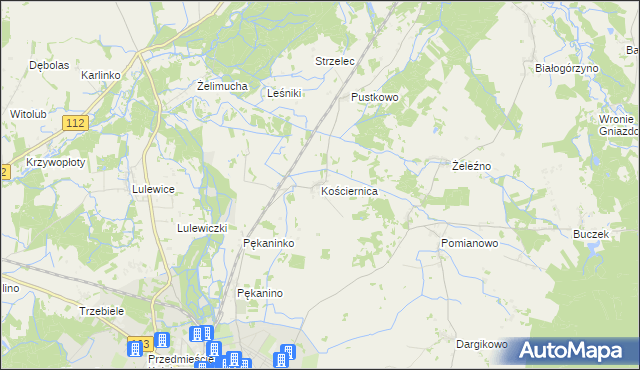 mapa Kościernica gmina Białogard, Kościernica gmina Białogard na mapie Targeo