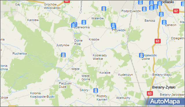 mapa Kosierady Wielkie, Kosierady Wielkie na mapie Targeo