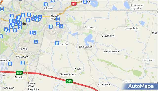 mapa Koskowice, Koskowice na mapie Targeo