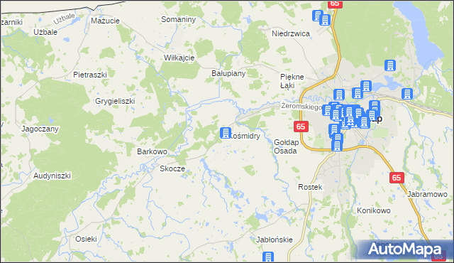 mapa Kośmidry gmina Gołdap, Kośmidry gmina Gołdap na mapie Targeo