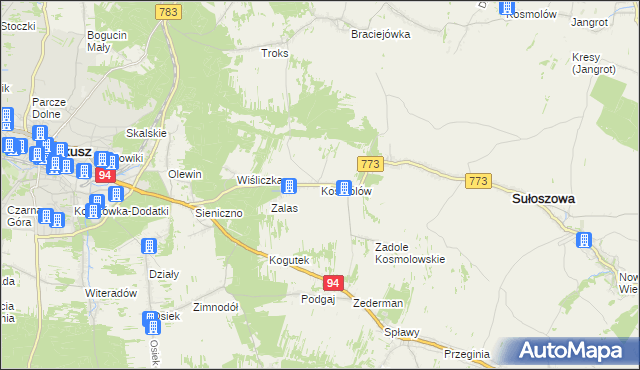 mapa Kosmolów, Kosmolów na mapie Targeo