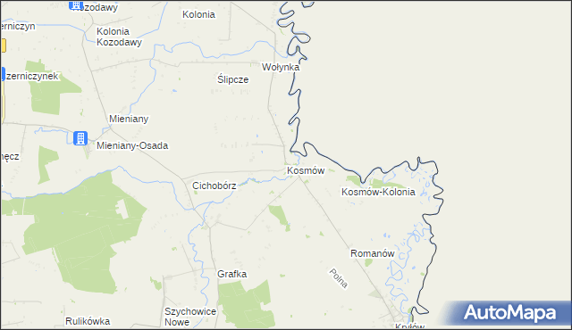 mapa Kosmów gmina Hrubieszów, Kosmów gmina Hrubieszów na mapie Targeo