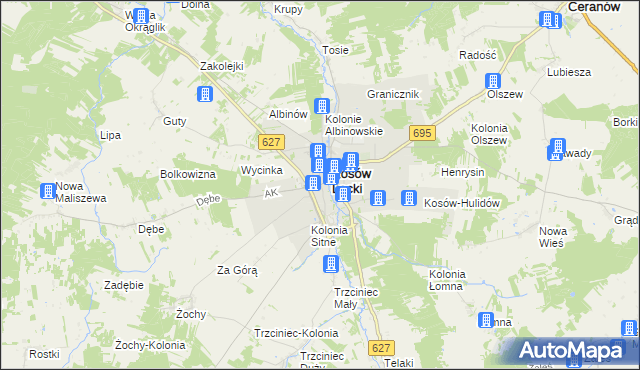 mapa Kosów Ruski, Kosów Ruski na mapie Targeo