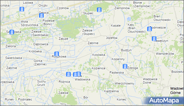 mapa Kosówka gmina Wadowice Górne, Kosówka gmina Wadowice Górne na mapie Targeo