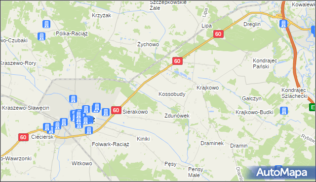 mapa Kossobudy, Kossobudy na mapie Targeo