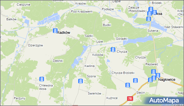 mapa Kossów, Kossów na mapie Targeo