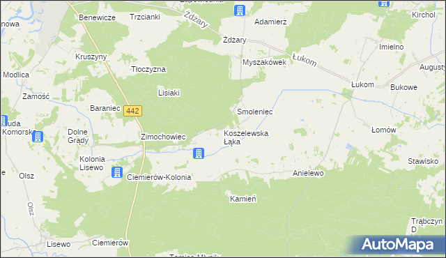 mapa Koszelewska Łąka, Koszelewska Łąka na mapie Targeo