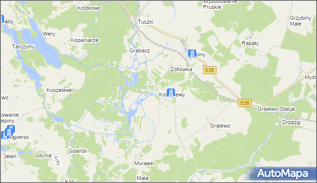 mapa Koszelewy, Koszelewy na mapie Targeo