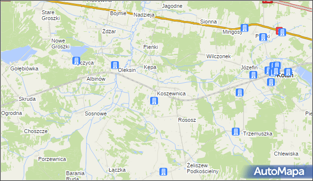 mapa Koszewnica gmina Kotuń, Koszewnica gmina Kotuń na mapie Targeo