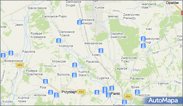 mapa Kotary, Kotary na mapie Targeo