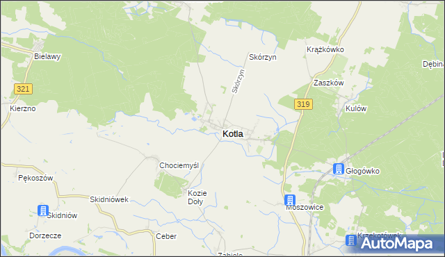 mapa Kotla, Kotla na mapie Targeo