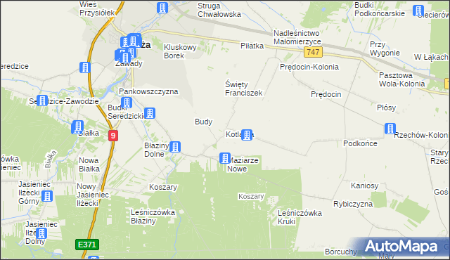 mapa Kotlarka gmina Iłża, Kotlarka gmina Iłża na mapie Targeo