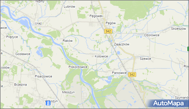 mapa Kotowice gmina Oborniki Śląskie, Kotowice gmina Oborniki Śląskie na mapie Targeo
