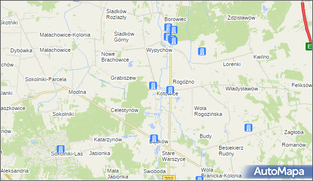 mapa Kotowice gmina Zgierz, Kotowice gmina Zgierz na mapie Targeo