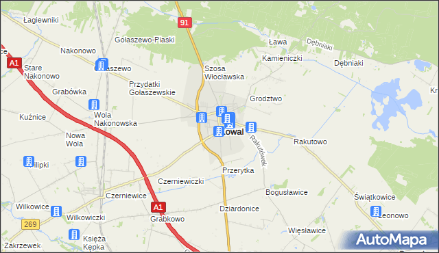 mapa Kowal, Kowal na mapie Targeo