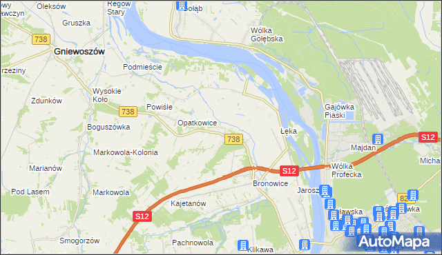 mapa Kowala gmina Puławy, Kowala gmina Puławy na mapie Targeo