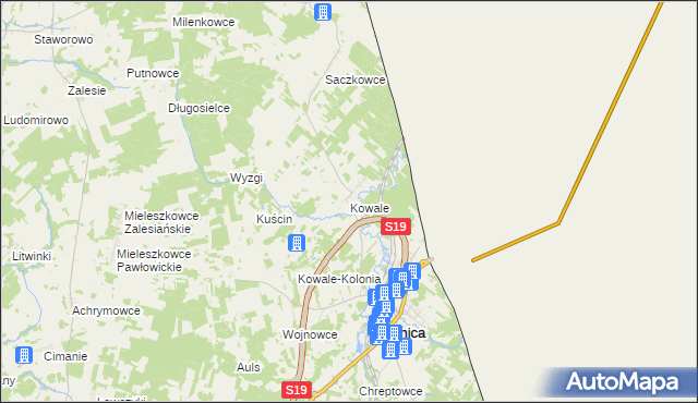 mapa Kowale gmina Kuźnica, Kowale gmina Kuźnica na mapie Targeo