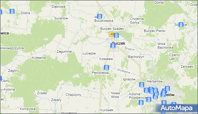 mapa Kowalew gmina Buczek, Kowalew gmina Buczek na mapie Targeo