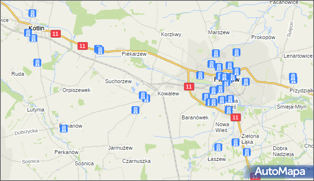 mapa Kowalew gmina Pleszew, Kowalew gmina Pleszew na mapie Targeo