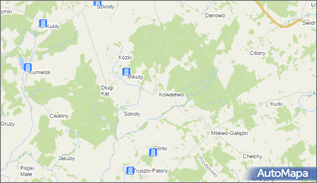 mapa Kowalewo gmina Biała Piska, Kowalewo gmina Biała Piska na mapie Targeo