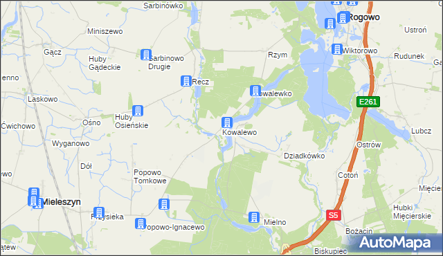 mapa Kowalewo gmina Mieleszyn, Kowalewo gmina Mieleszyn na mapie Targeo