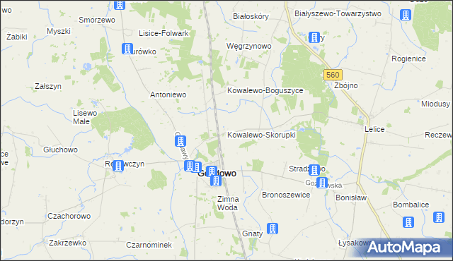 mapa Kowalewo-Skorupki, Kowalewo-Skorupki na mapie Targeo