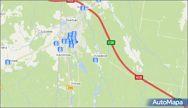 mapa Kowalice, Kowalice na mapie Targeo