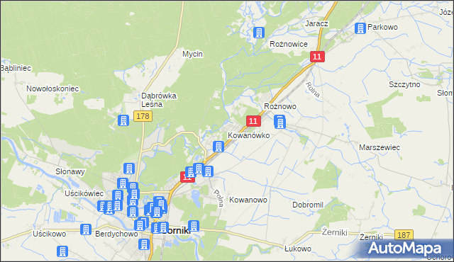 mapa Kowanówko, Kowanówko na mapie Targeo