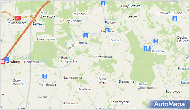 mapa Kowiesowo, Kowiesowo na mapie Targeo