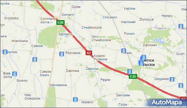 mapa Kozanki Podleśne, Kozanki Podleśne na mapie Targeo