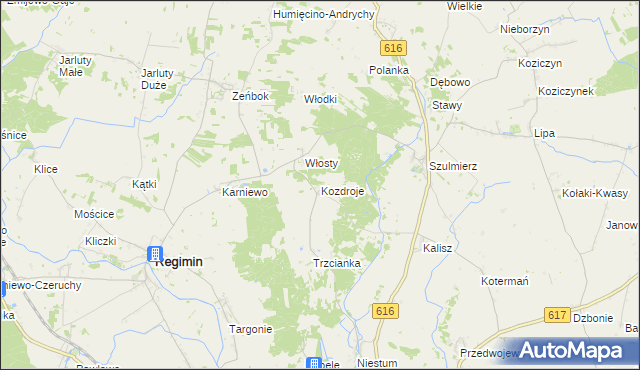 mapa Kozdroje, Kozdroje na mapie Targeo