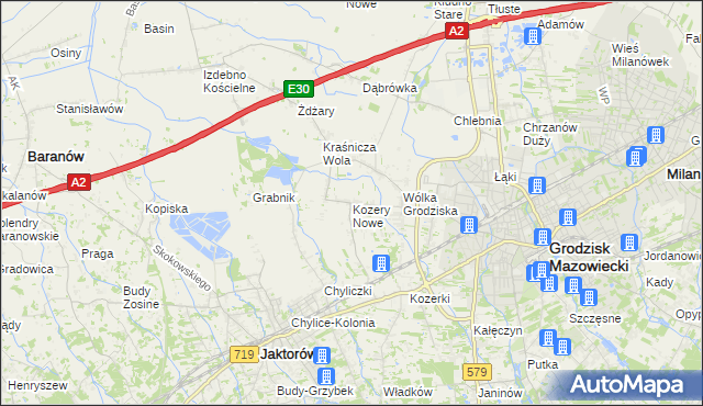 mapa Kozery Nowe, Kozery Nowe na mapie Targeo