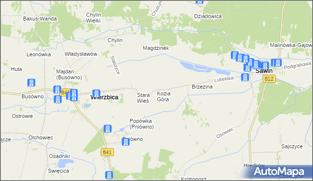 mapa Kozia Góra gmina Wierzbica, Kozia Góra gmina Wierzbica na mapie Targeo
