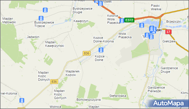 mapa Kozice Dolne, Kozice Dolne na mapie Targeo