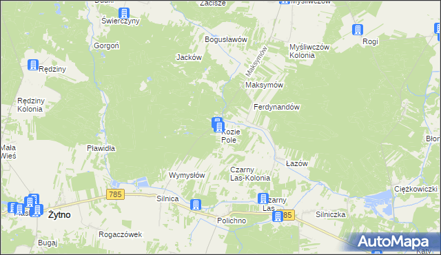 mapa Kozie Pole, Kozie Pole na mapie Targeo