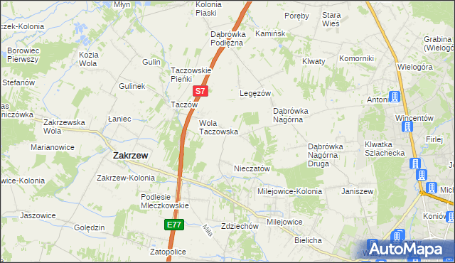 mapa Kozinki, Kozinki na mapie Targeo