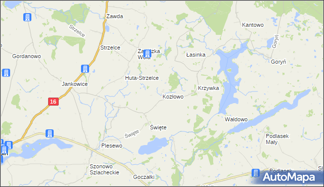 mapa Kozłowo gmina Łasin, Kozłowo gmina Łasin na mapie Targeo