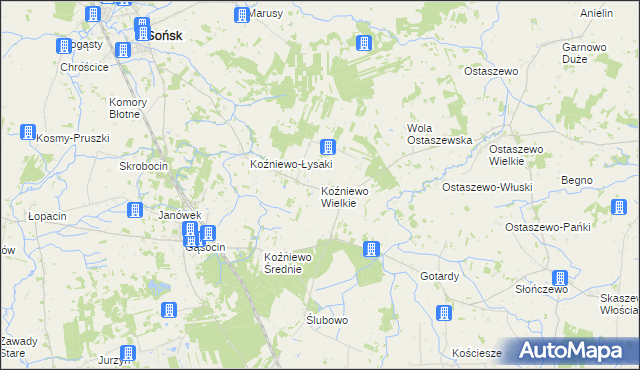 mapa Koźniewo Wielkie, Koźniewo Wielkie na mapie Targeo