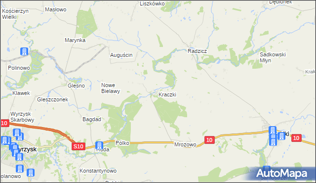 mapa Kraczki gmina Sadki, Kraczki gmina Sadki na mapie Targeo