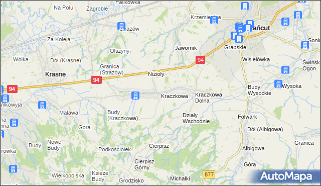 mapa Kraczkowa, Kraczkowa na mapie Targeo