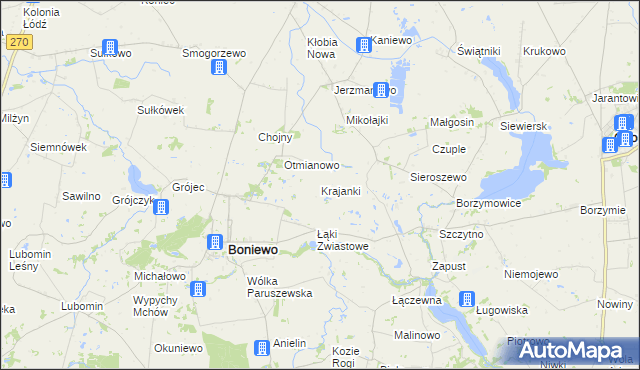 mapa Krajanki, Krajanki na mapie Targeo