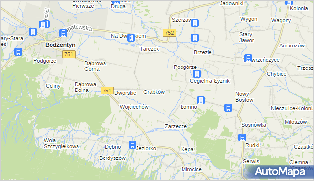 mapa Krajków gmina Pawłów, Krajków gmina Pawłów na mapie Targeo