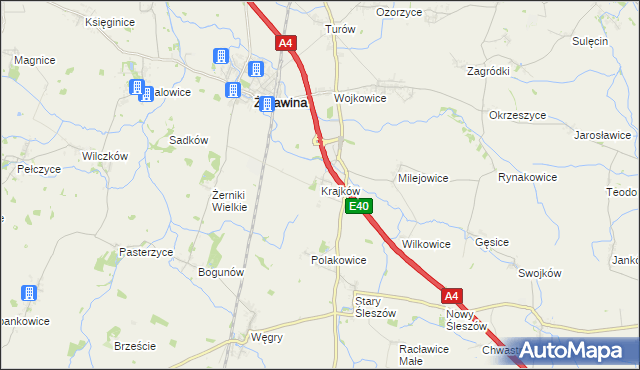 mapa Krajków gmina Żórawina, Krajków gmina Żórawina na mapie Targeo